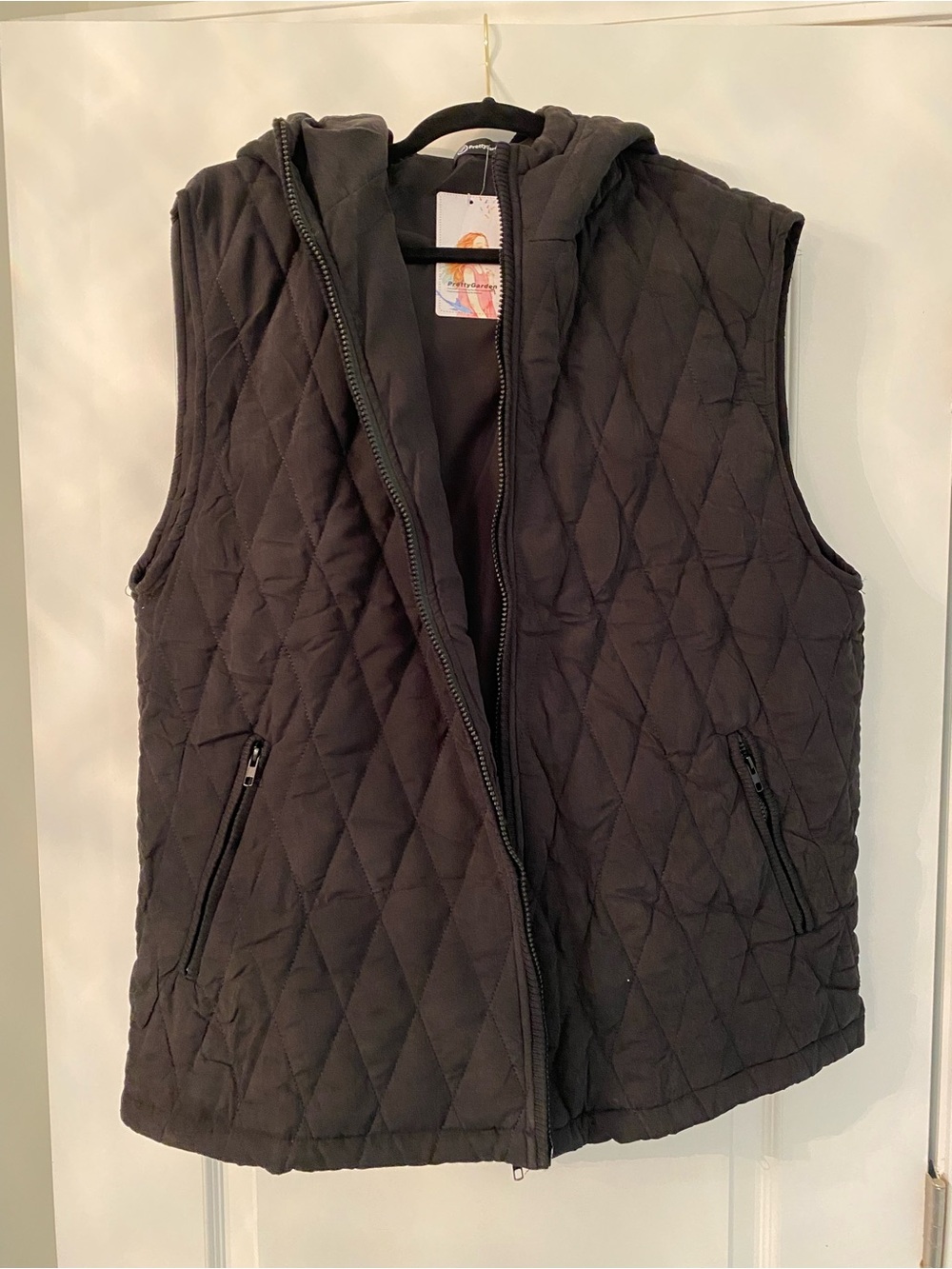 Quilted Hooded Vest - Black